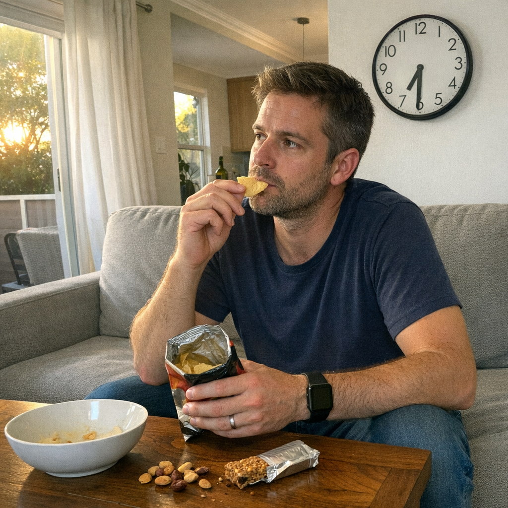 FastMinder fasting timer and a water bottle for late dinner days